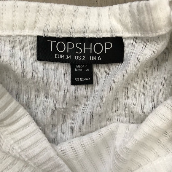 TOPMAN White Ribbed Crop  T-Shirt - Picture 2 of 9